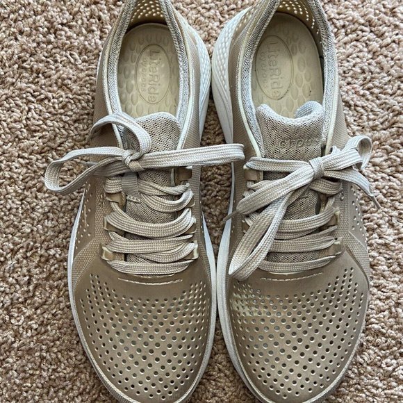 Crocs Shoes - Crocs Women’s LiteRide™ Gold Metallic Pacer Sneaker Athletic Shoe Womens 10